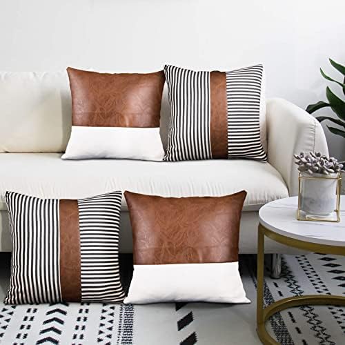 cygnus Decorative Throw Pillow Covers 18x18 Inch Faux Leather