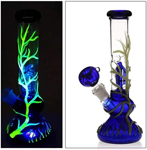 SKMMP Home Glass Crafts Recycler Glows in The Dark Power Tall ShapePipe(Unique Blue)