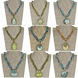 Multi Stranded Diamante CZ Rope Metallic Glass Bead Chain Gem Necklace Pendants