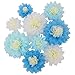 Mybbshower Giant (11''-7'' Assorted) Blue White Paper Flower for Birthday Party Photo Booth Wedding Backdrop Bridal Centerpiece Set of 9
