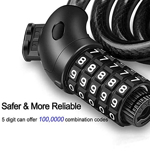 NDakter Bike Lock Cable, 4 Feet High Security 5 Digit Resettable