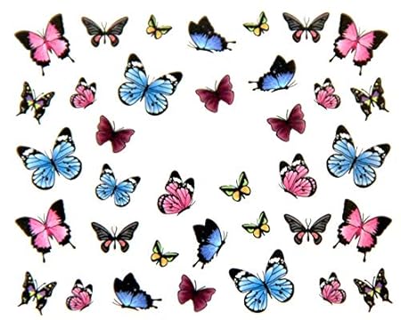 EROSPA® Nailart Nail-Tattoo Schmetterlinge/Butterfly Motiv - Nagel Sticker - Aufkleber - 36 Motive - Selbstklebend
