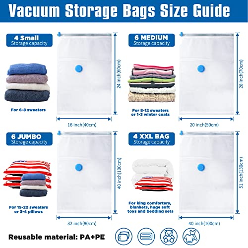 Jumbo Space Saver Vacuum Storage Bags (6 Pack), Ziplock Vacuum Sealer