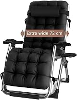 DQCHAIR Outdoor Zero Gravity Chair with Cup Holder Extra Wide Recliner 200 kg