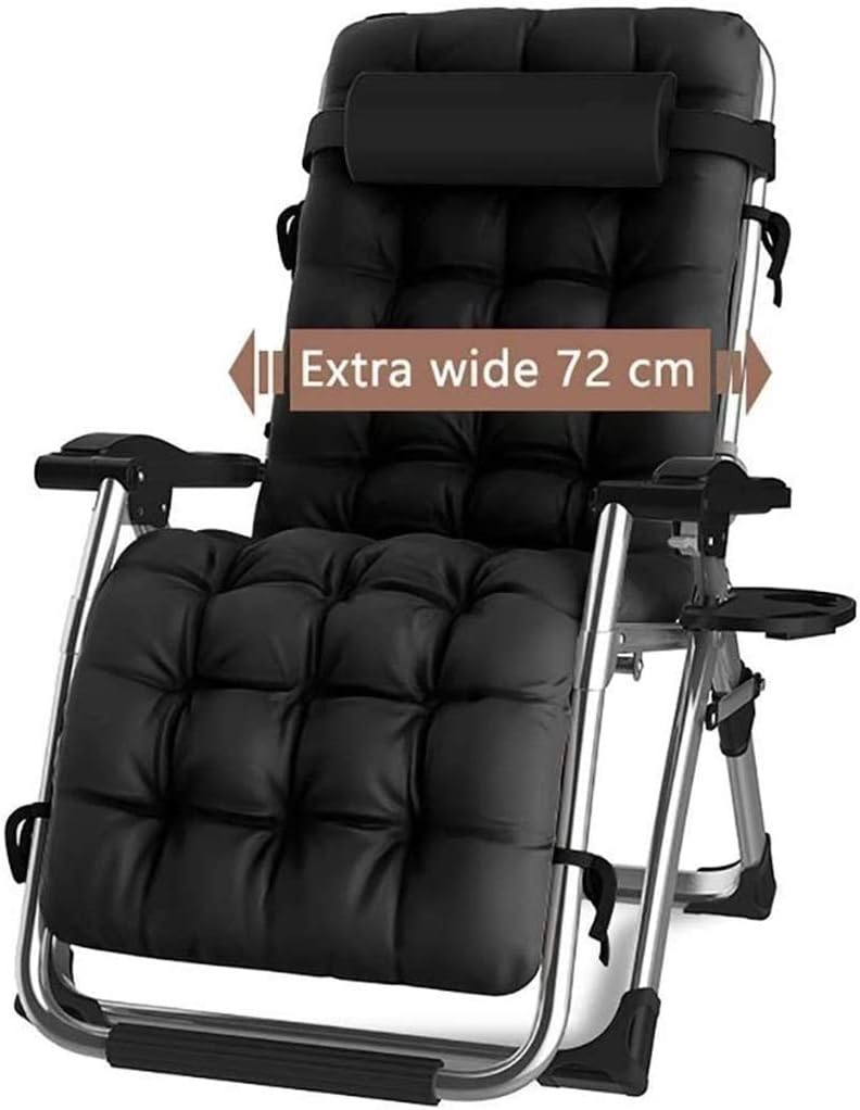 DQCHAIR Outdoor Zero Gravity Chair with Cup Holder Extra Wide Recliner 200 kg