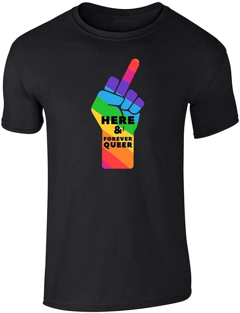 Gay Pride Rainbow Flag LGBTQ Queer Lesbian Unicorn Graphic Tee T-Shirt for Men