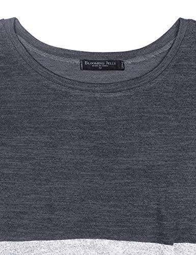 [- Blooming Jelly Women's Twist Front Top Long Sleeve Casual Loose Fit Patchwork Jumper  -]