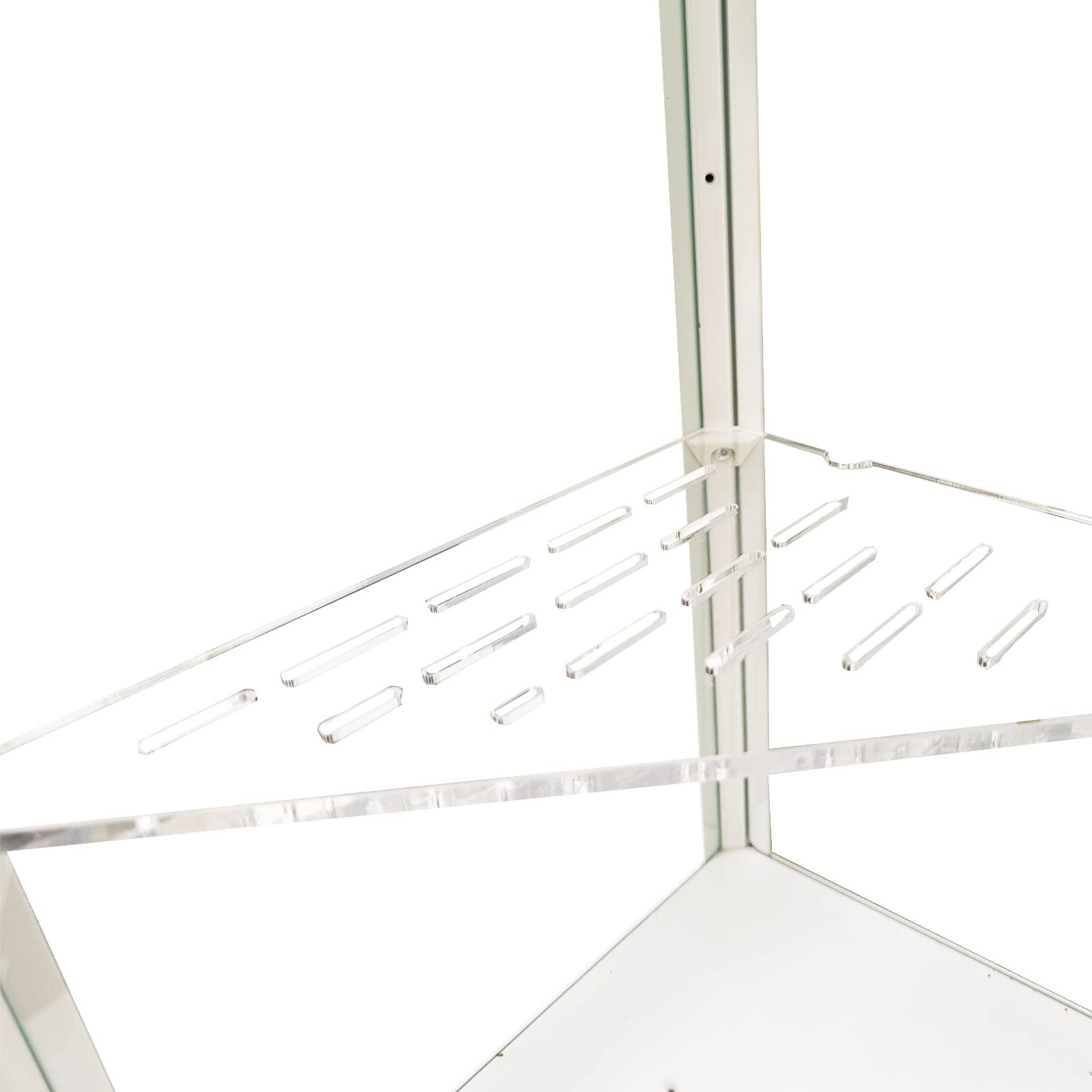 Photo 1 of PIAOLGYI Replacement Shelf for IKEA Milsbo Tall Indoor Greenhouse Cabinet, Triangular Acrylic Corner Shelves Extra Shelves Accessories Compatible with Tall IKEA Milsbo Glass Cabinet