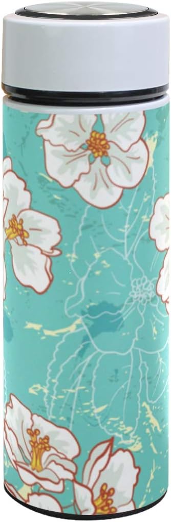 Amazon 白いリンゴ花 復古 水筒 ボトル マグボトル 500ml 保温 保冷 直飲み 真空断熱 ステンレス鋼304 二重構造 ミニ 軽量 水筒 マグボトル オンライン通販