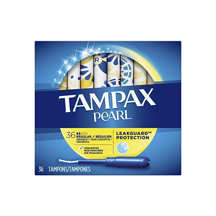 Tampax Pearl Tampons Multipack, Regular/Super Absorbency, With Leakguard Braid, Unscented, 34 Count