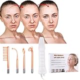 High Frequency Facial Machine, Portable Handheld High Frequency Skin Firming Anti Machine-Orange Red for Wrinkle, Acne, Skin Tightening, Spots, Fine Lines