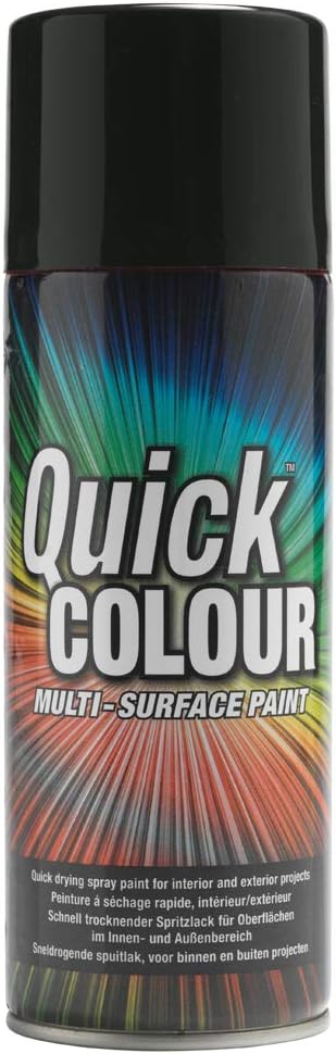 Quick Colour AE0220201E8 Spray Paint, Gloss Black