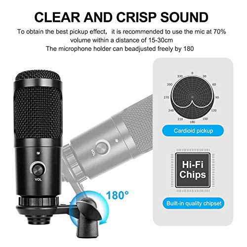 USB Podcast Microphone, Hires Sampling Rate 192KHZ/24BIT Condenser