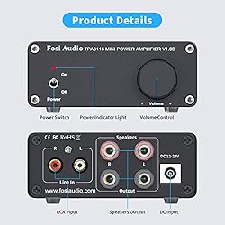 Fosi Audio V1.0B 2 Channel Amplifier Stereo Audio