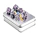 DNDND Metal Game Dice Set, Solid 7 die DND Metal Dice Set Purple Surface and Silver Frame Metal Dice Set with Metal Box for Role Playing Game Dungeons and Dragons RPG and Pathfinder