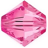 100pcs Authentic Preciosa 6mm Faceted Bicone Crystal Loose Beads Pink Rose Compatible with Swarovski 5301/5328 for DIY Jewelry Making Pre-B637