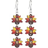 Cute Thanksgiving Turkey Dangle Drop Earrings Funny Lightweight Autumn Turkey Earrings for Women Fall Holiday Jewelry Gifts