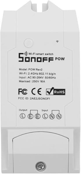 Aihasd Sonoff Pow R2 Smart Switch Monitor de Consumo de Energa WiFi Enchufe de Control Remoto Inalmbrico Funciona con Alexa y Google Home