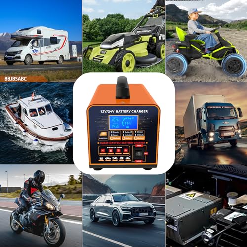 vFound 20A Professional Metal Charger 12 V/24 V Maintainer Automatic Smart Charger with Auto Stop, Repair, Winter Mode for Car Truck Motorcycle (Lead, AGM, GEL)