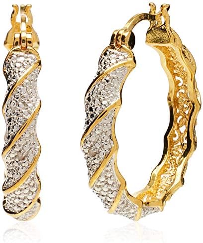 Amazon Collection Plated Bronze Diamond Accent Twisted Hoop Earrings