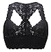 ANGOOL Padded/Unpadded Lace Halter Bralette Wireless Racerback Bra for Women