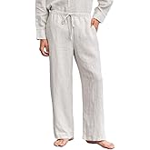 Amazhiyu Men's 100% Linen Summer Casual Elastic Drawstring Loose Pants Pockets Flax, Medium
