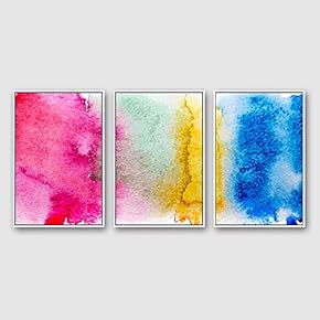 3 Piece Framed Canvas Home Artwork Decoration Watercolor Sfumato Canvas Wall Art for Living Room, Bedroom - 16"x24"x3 Panels