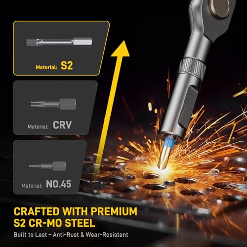 74 in 1 Magnetic Screwdriver Set, Ratchet Screwdriver, Multi Bit Screwdriver Set with Detachable Handle, RepairTool Kit for Furniture, Precision Electronics, Bicycle, DIY, Computer