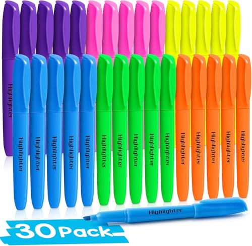 Duchong 30 Count Highlighters Assorted Colors, No Bleed Highlighter Markers for…