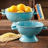 The Pioneer Woman Flea Market 2-Pack Metal Colander, 3-Quart and 5-Quart (Turquoise)