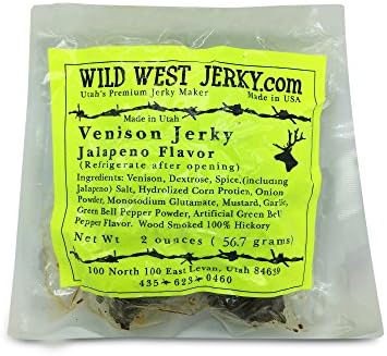 Wild West Jerky #1 Best Premium 100% Natural Grass Fed Hand Stripped 2 OZ. Thick Cut Delicious Tasty Bold Flavor Venison (Deer) Jerky from Utah USA - Smoked with Hickory Wood