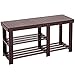 SONGMICS Bamboo Shoe Bench, Shoe Rack for Boots, Entryway Storage Organizer, 3-Tier Shoe Shelf, for Hallway, Bathroom, Living Room, Corridor, Brown ULBS06Z