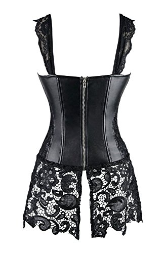 MISS-MOLY-Donna-Pelle-delle-di-Overbust-Dimagramento-Kunst-Leder-Corpetto-Corsetto-Vestito-Nero-Oversize