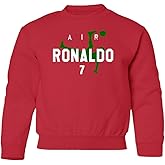 Portugal Soccer Player Air Ronaldo Youth Crewneck Sweater (Red, Youth Small)