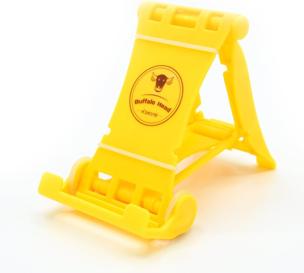 Buffalo Head Universal Adjustable Foldable Cell Phone Stand Holder for Desk, Foldable Adjustable Smartphone stand portable For iPhone, iPad, Samsung, Sony, etc (Yellow)