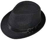 Simplicity Panama Style Trilby Fedora Straw Sun Hat with Leather Belt