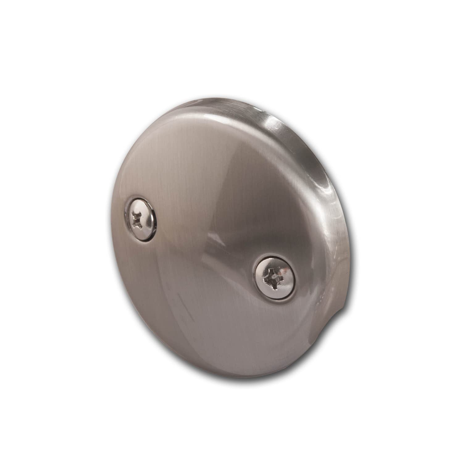 Photo 1 of CalcMetal Dual Hole Bathtub Drain Overflow Plate with Two Matching Screws, Easy to Install, Satin Nickel
