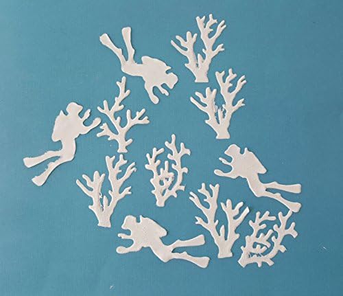 16/Set Pliable N Flexible Edible Scuba Diver Ocean Beach Coral - Ready to Use Edible Lace for Edible Lace DIY