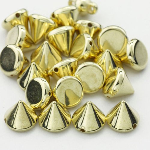 Autom Oem Golden Color 100Pcs 9Mm Bullet Cone Spike Acrylic Rivet Punk Bracelet Spacer Leathercraft Diy (619005568097)