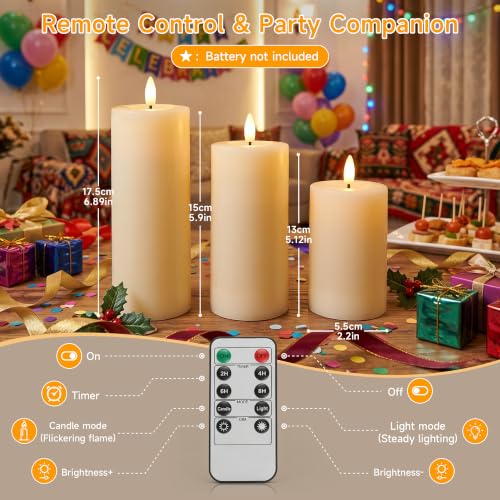 Dehobo Candele Led, Candele Led Fiamma Oscillante, IP65 (6 Pezzi), Con Timer E Telecomando (13,5/15/18cm x 5,5cm), Candela Senza Fiamma Led Ideali Per Patii, Matrimoni, Soggiorni, Halloween