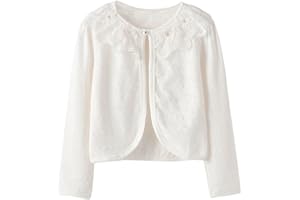 ZHUANNIAN Girls Knit Cardigan Shrug Ruffle Cropped Long Sleeve Sweater Dressy Bolero Jacket