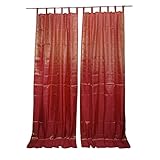 Mogulinterior Curtains Pink Golden Brocade Indian Sari Curtains Set 103 x 44