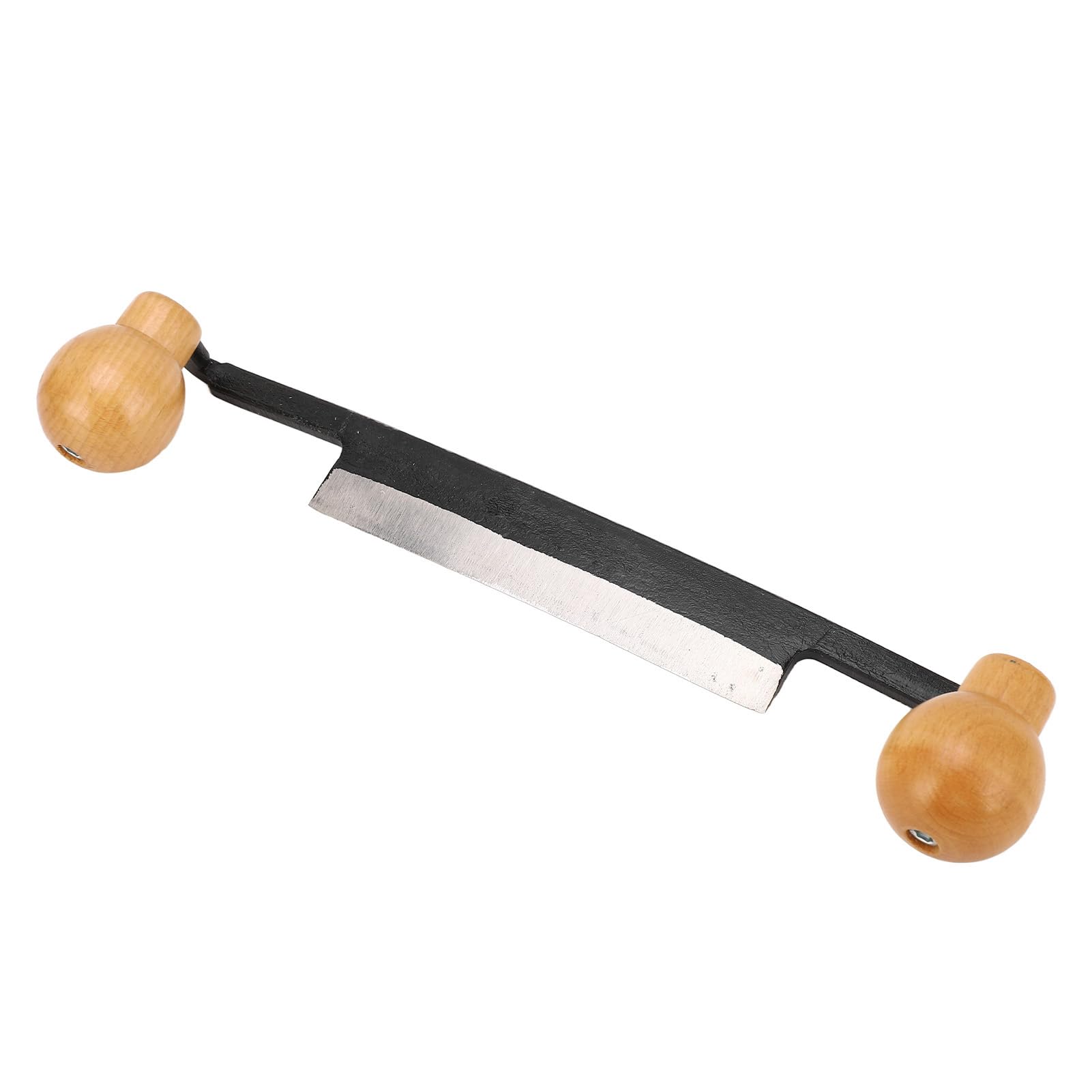 Straight Draw Wood Carving Tool, Double Anti Slip Wooden Handle Incisive Tungsten Steel Blade Draw Shave Debarking Hand Tool for Log Woodworking