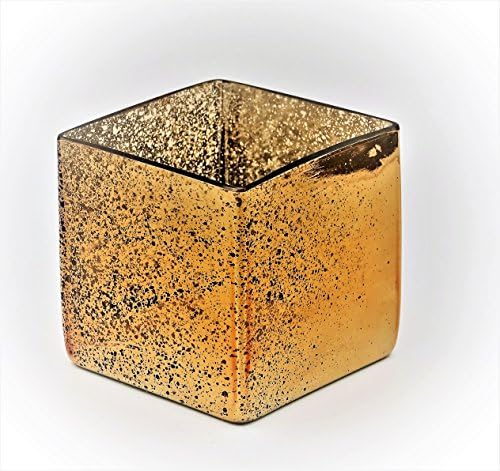 MIster Candle 4" Mercury Glass Square Vases (Set of 12) (Rose)