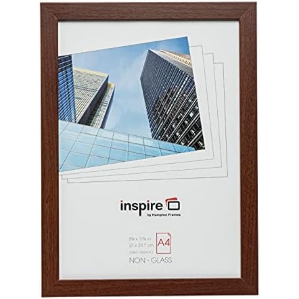 Hampton Frames | Munich A4 Picture Frame, Dark Wood Effect, 21x30cm, Acrylic Non-Glass | Freestanding or Wall Mount | For Photos, Certificates, Posters