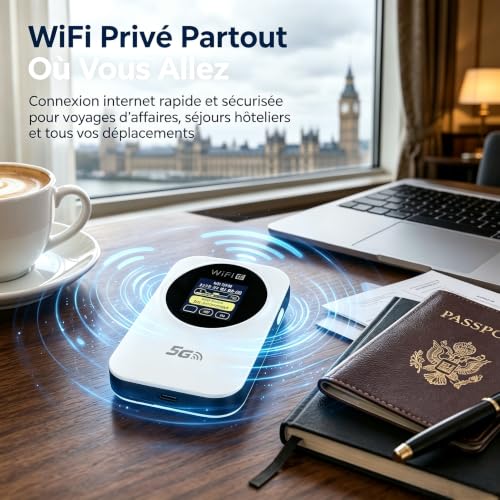 Unlocked 5G Portable WiFi 6 Router with SIM Slot, 5G/4G+ High Speed Mobile Internet Modem, Connect Up to 30 Devices, Ideal for Travel and Home Work
