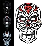 Sound Activated Masks LED Halloween Mask,Music Voice Control Full Face Adjustable Mask Glow in Dark for Festival,Cosplay,Party,Halloween Dance Rave Gift Costume Props (Skull)