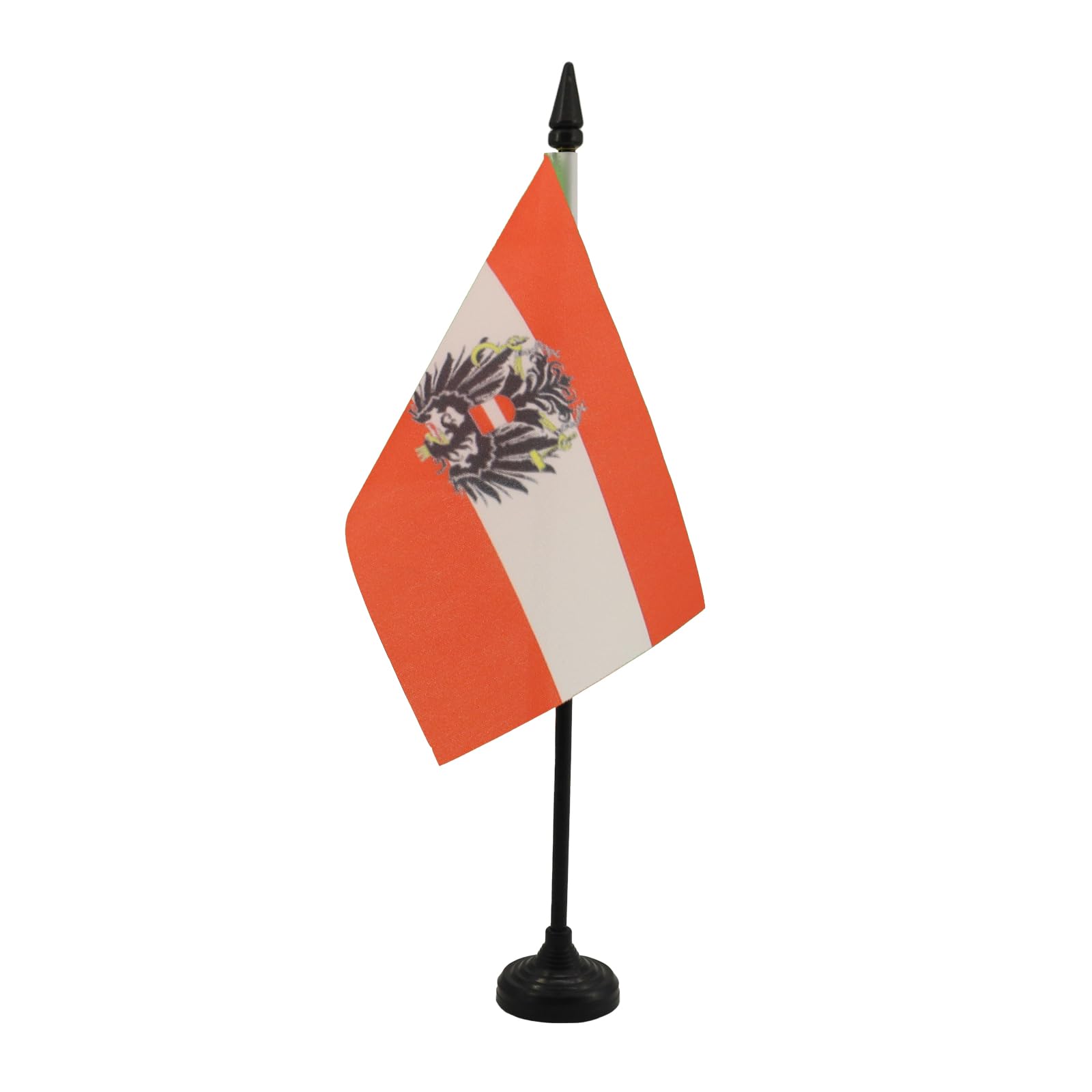 AZ FLAG - Austria with eagle Table Flag 4'' x 6'' - Austrian coat of arms Office Mini Banner 100% Polyester 15 x 10 cm - Mini Desk Flag with 10'' Pole and Black Plastic Base