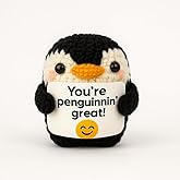 Decorlion Positive Penguin Crochet with Card - You’re Penguinnin’ Great! - Handmade Amigurumi Doll - Motivational Gift for Friends, Coworkers, Kawaii Yarn Animal Decor