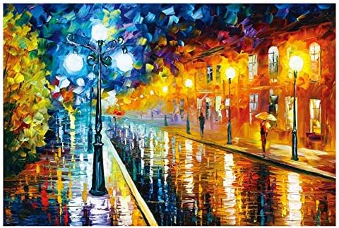 YUBAIBA Jigsaw Puzzle, Wooden Jigsaw Puzzle, Oil Painting City Street Jigsaw Puzzle, Parent-Child Toys, Letter Tips, Drawing Reference, Fun Educational Toys, 1000 Pieces